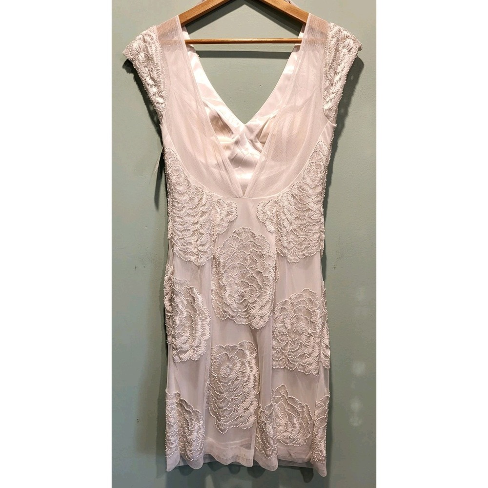 New Sue Wong Nocturne Ivory White Floral Beaded Backless Cap Sleeve Dress Sz 8 - Picture 7 of 11